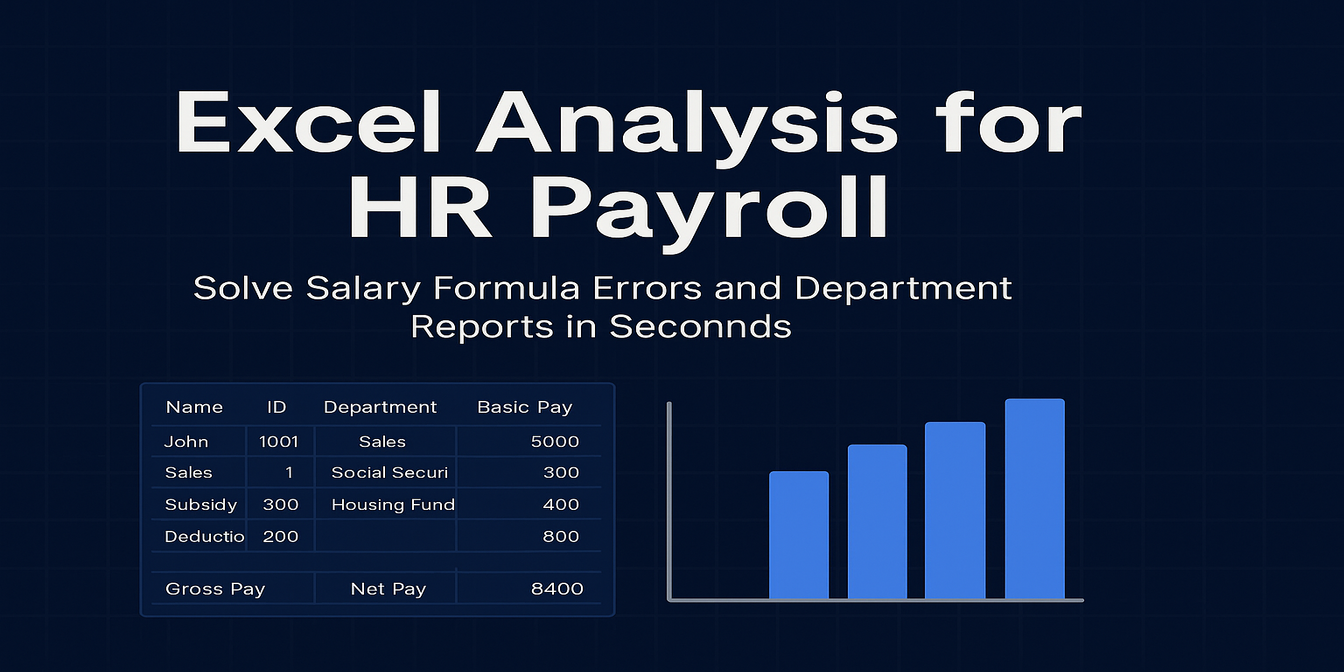 Excel Analysis for HR Payroll – Solve Salary Formula Errors and Department Reports in Seconds