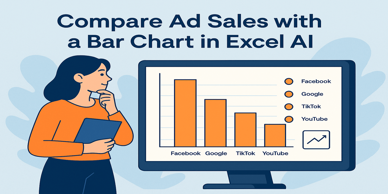 Compare Ad Channel Sales with a Bar Chart in Excel AI