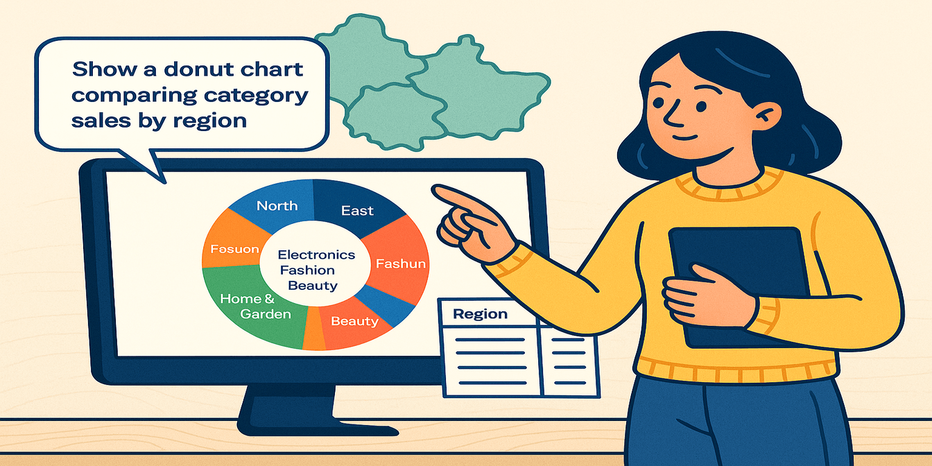 Visualize Category Sales by Region with Donut Charts in Excel AI
