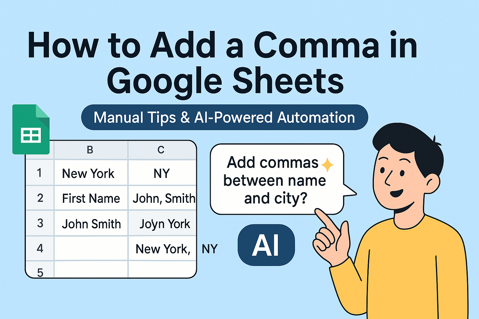 How to Add a Comma in Google Sheets: 5 Efficient Methods