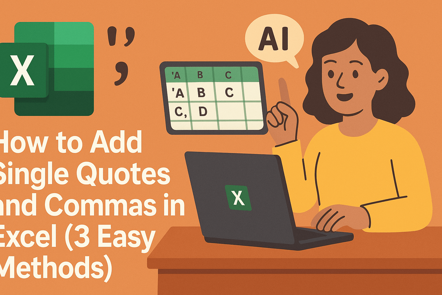 How to Add Single Quotes and Commas in Excel (3 Easy Methods)