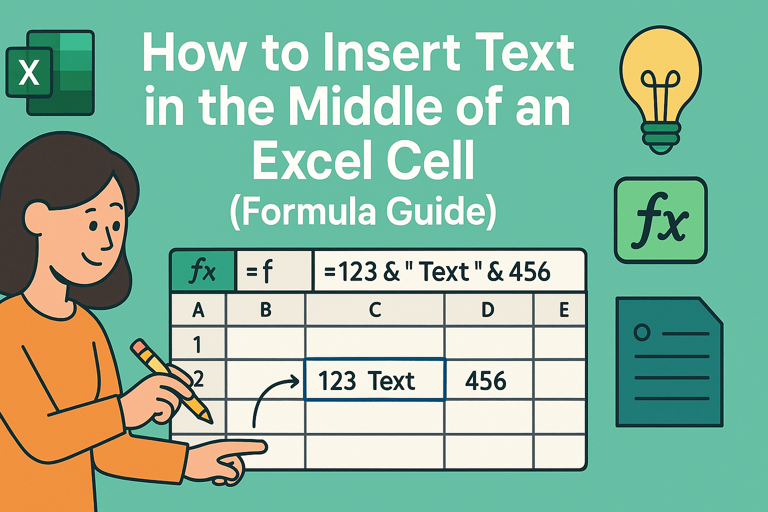 How to Insert Text in the Middle of an Excel Cell (Formula Guide)