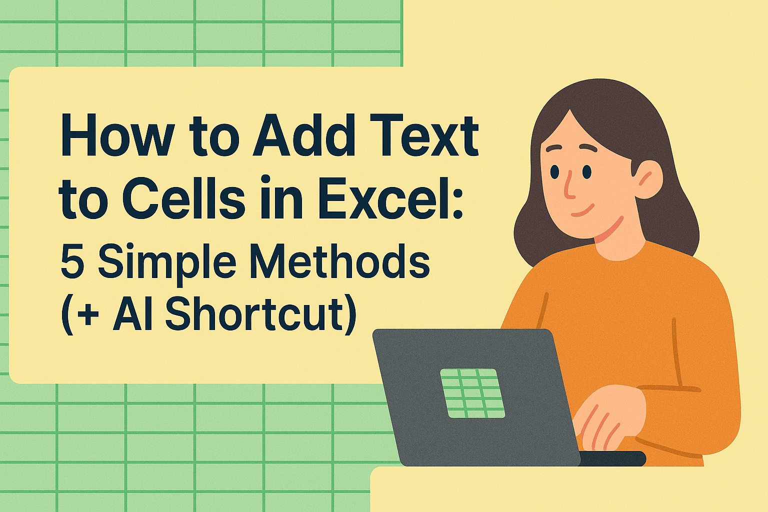 How to Add Text to Cells in Excel: 5 Simple Methods (+ AI Shortcut)