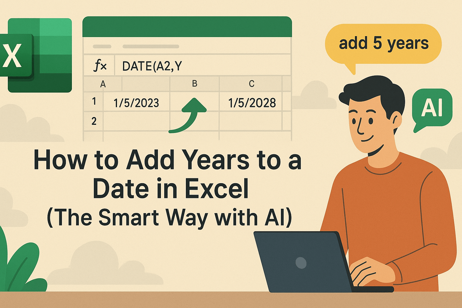 How to Add Years to a Date in Excel (The Smart Way with AI)