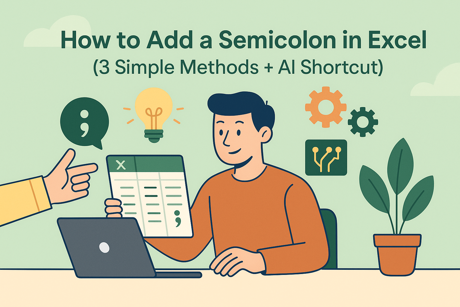 How to Add a Semicolon in Excel (3 Simple Methods + AI Shortcut)